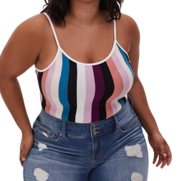 Torrid Foxy Scoop Neck Striped Cami Body Suit NWT - Picture 1 of 9